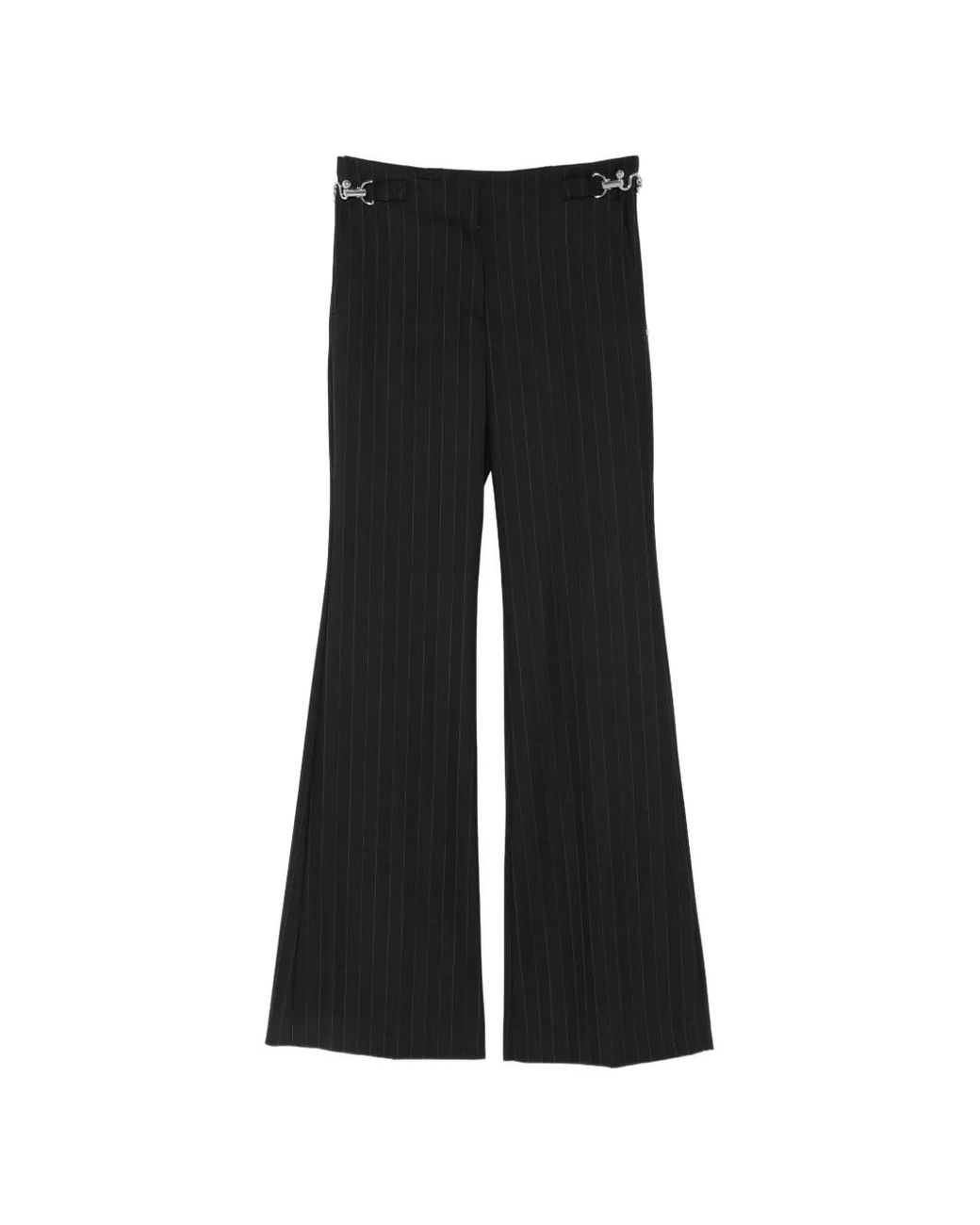 Sportmax Black Pinstripe Wide-Leg Trousers