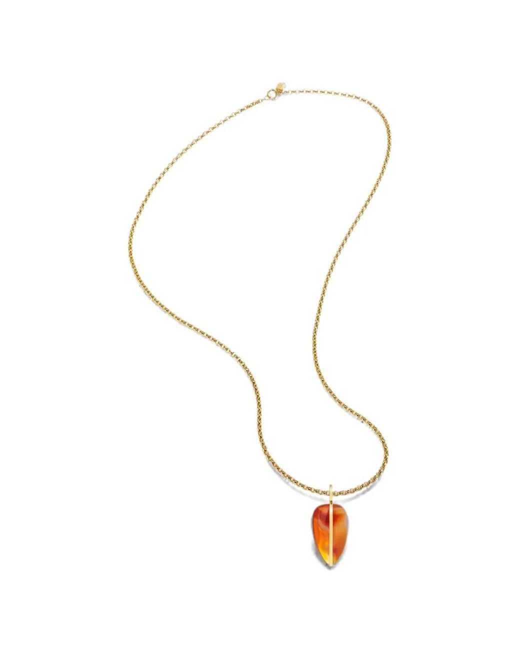 BY PARIAH Metallic Large Carnelian Belcher Chain Necklace