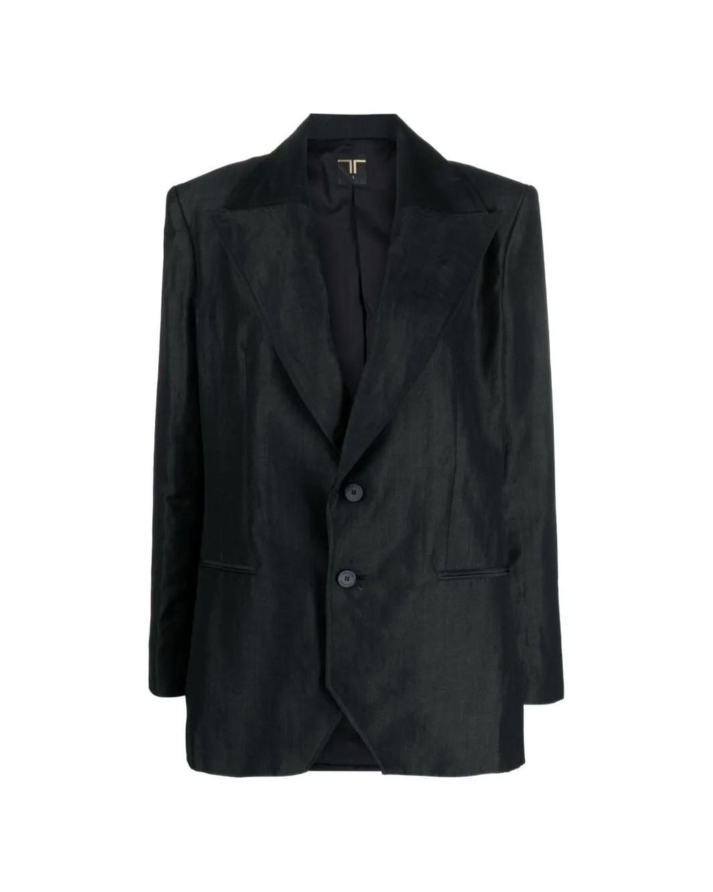 Tessitura Body Couture Black Blazer En Lin À Coupe Oversize