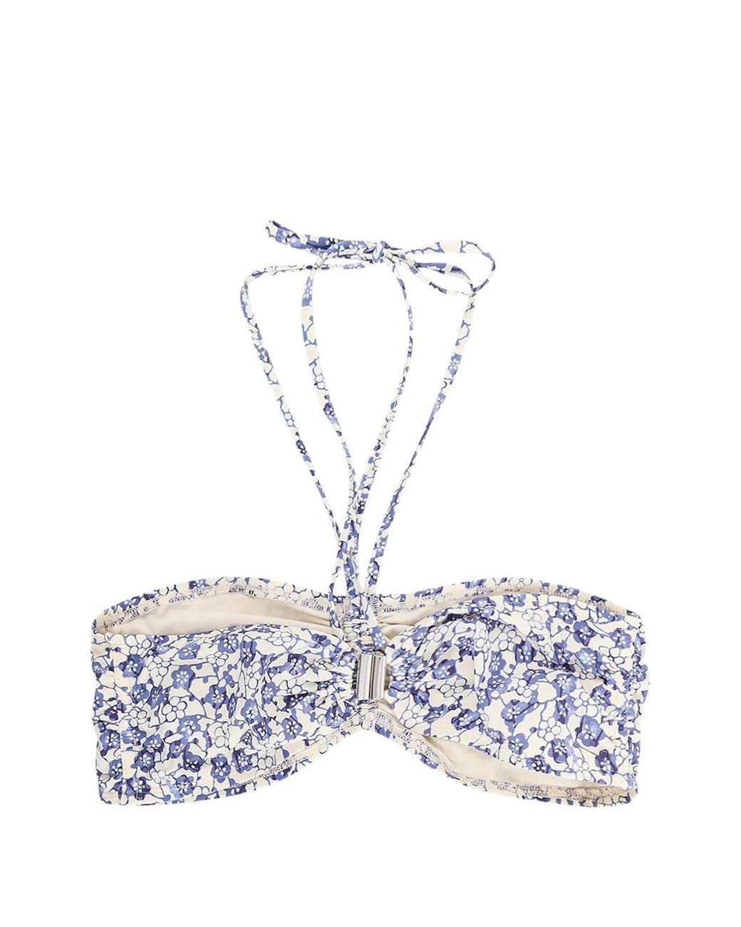 Isabel Marant White Floral Knot Bikini Top