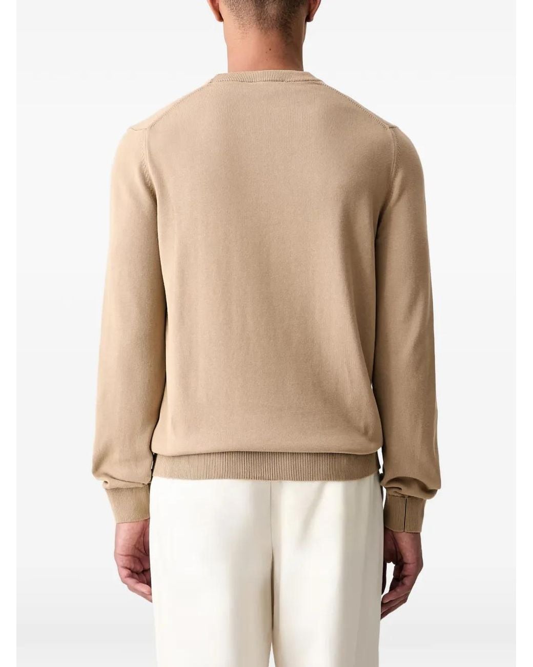 Lacoste Natural Logo-Patch Crew-Neck Sweater for men