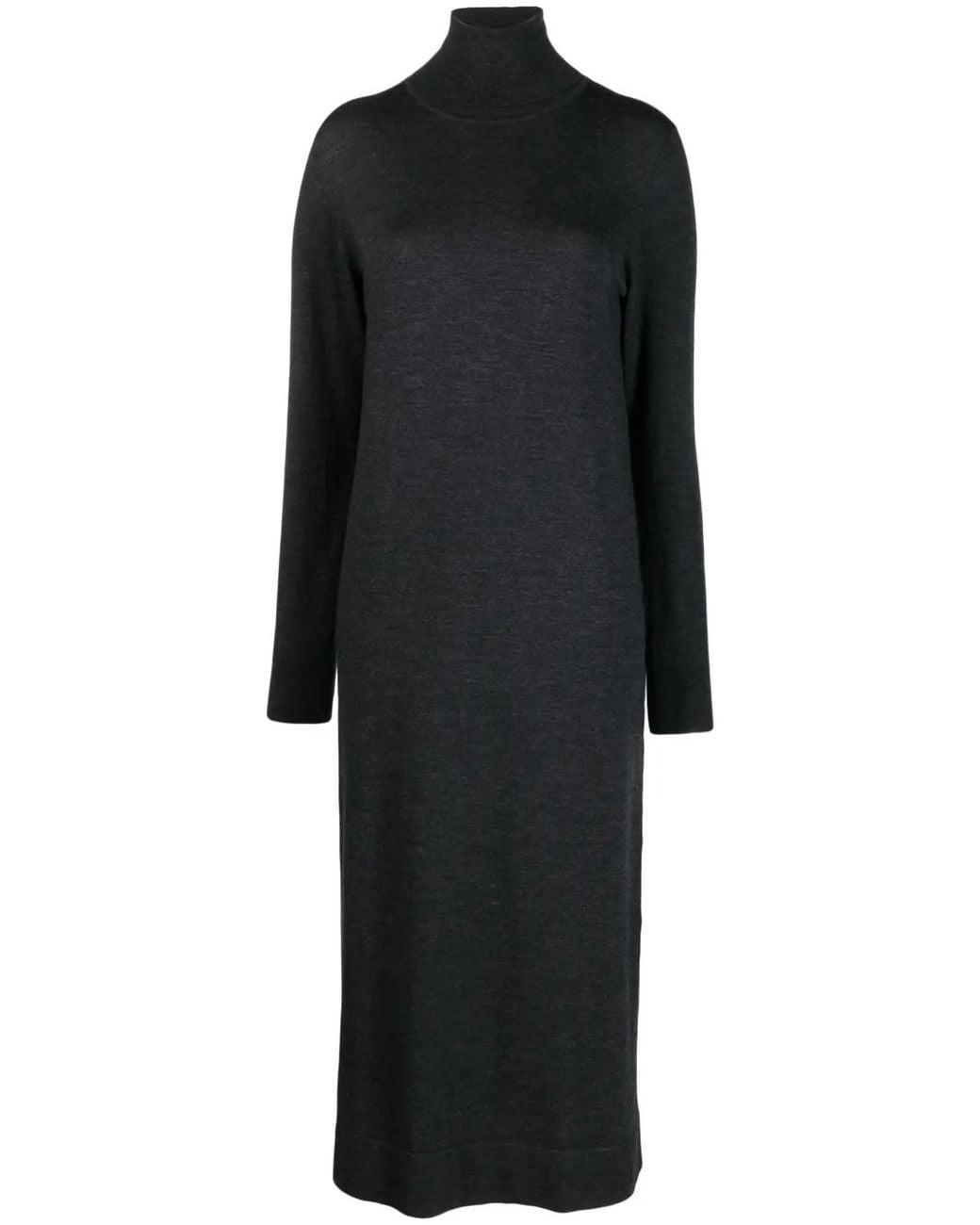 P.A.R.O.S.H. Black Midi Dress With High Neckline