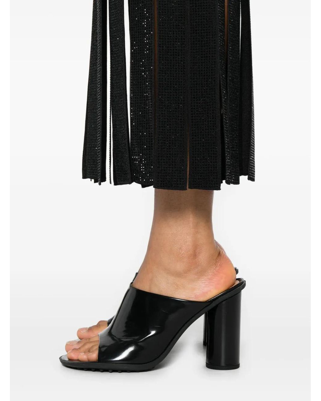 Sandro Embellished Fringe Maxi Dress in Black | Lyst