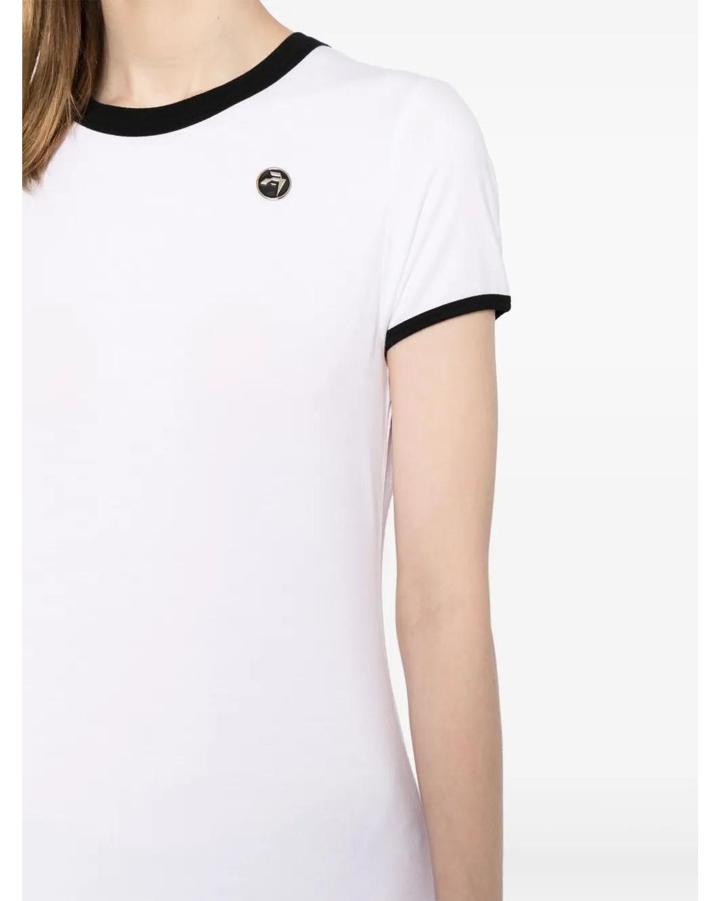 Ambush White Logo-Plaque Fine-Knit Minidress