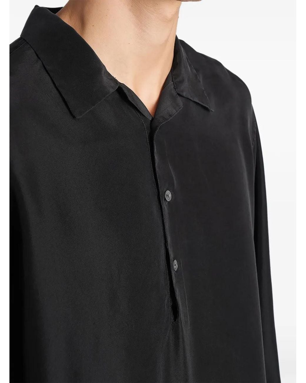 Barena Black Genga Button-Placket Long-Sleeve Shirt for men