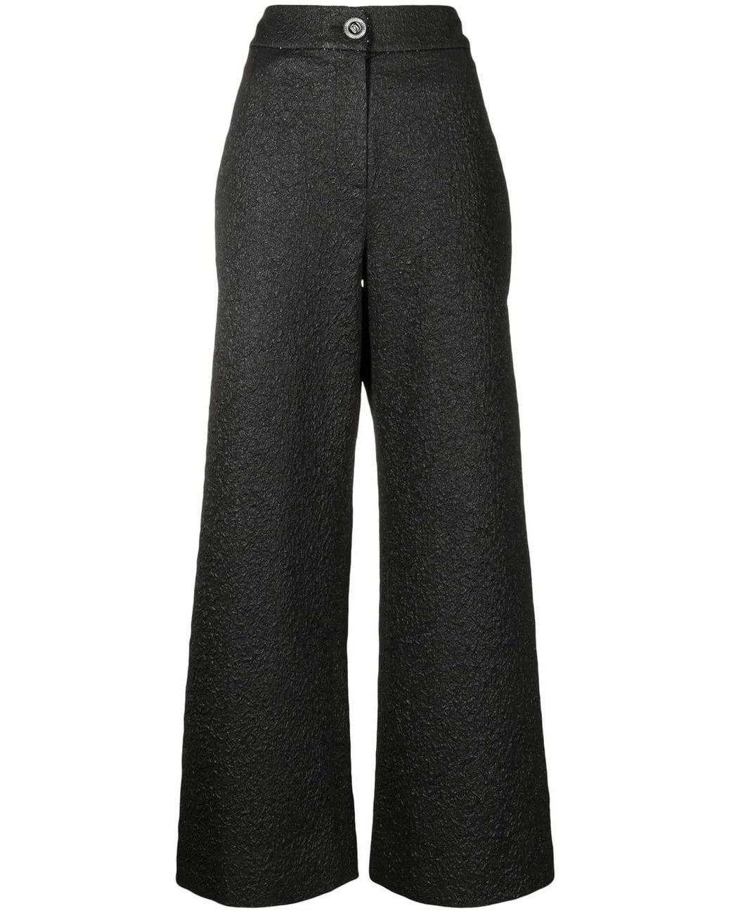 Shiatzy Chen Black Genisis Metallic Textured Trousers