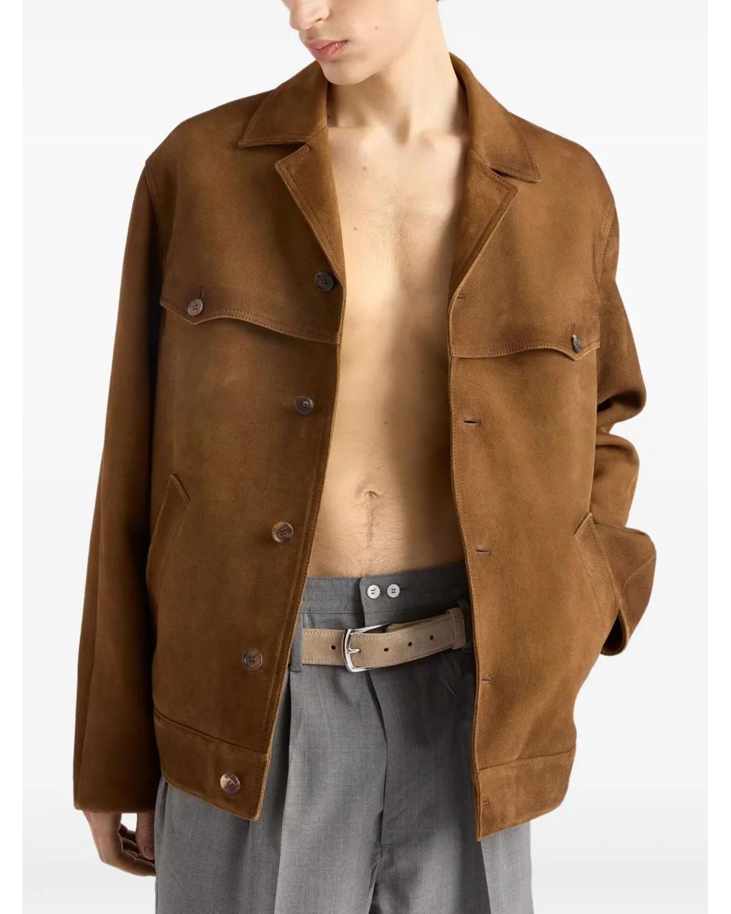 Prada Leather Jackets in het Brown voor heren