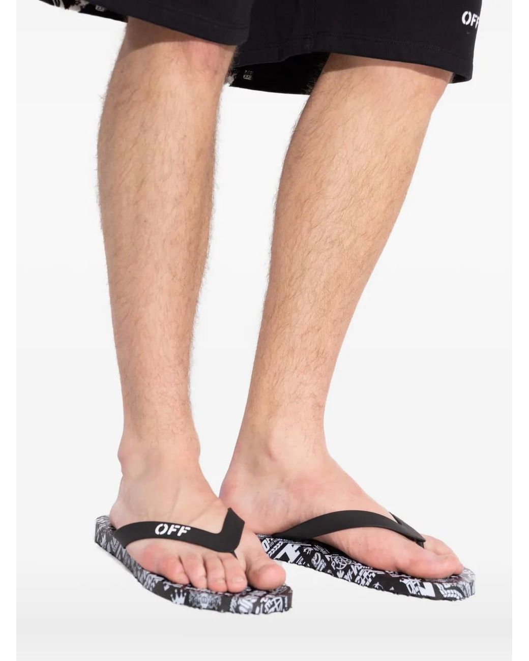 Off-White c/o Virgil Abloh White Logo-Print Flip-Flops for men