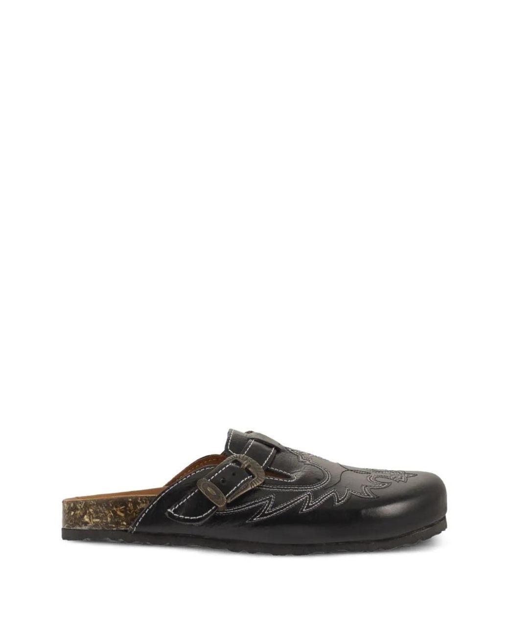 Mexicana Black Mules Bahia Rust Brodées