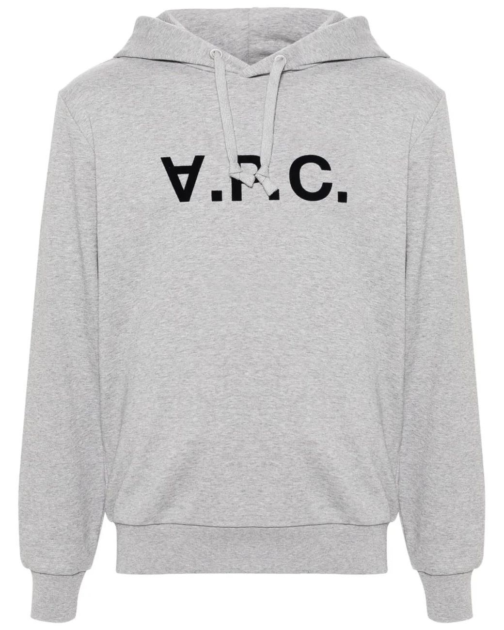 A.P.C. Gray Flocked-Logo Cotton Hoodie for men