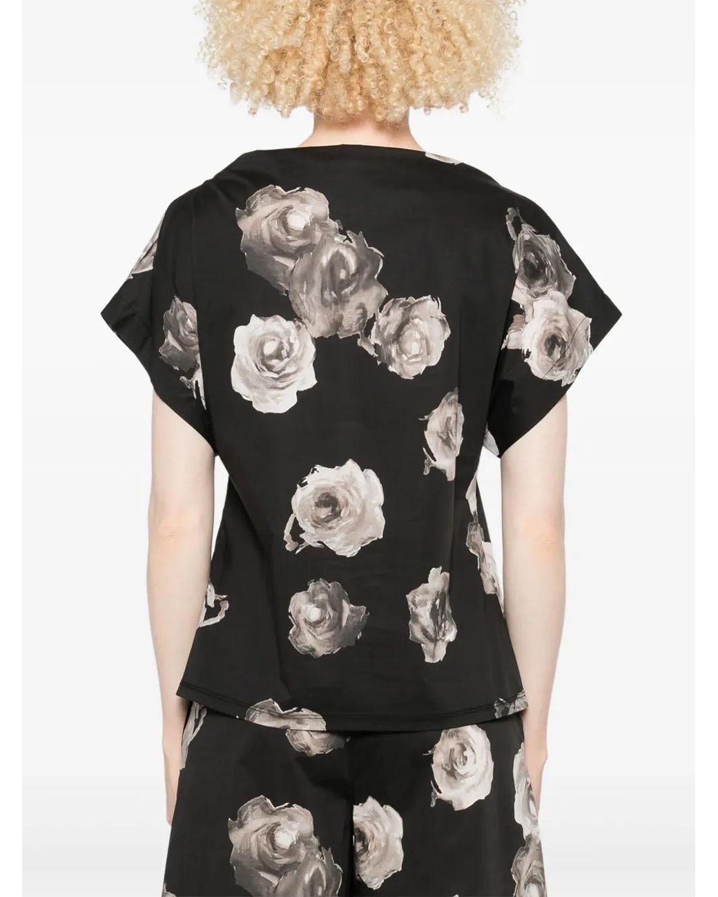 Liviana Conti Black Floral-Print Blouse