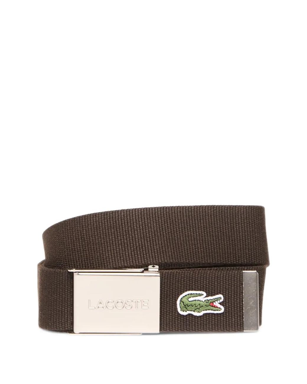 Lacoste Brown Woven-Strap Logo-Patch Belt for men