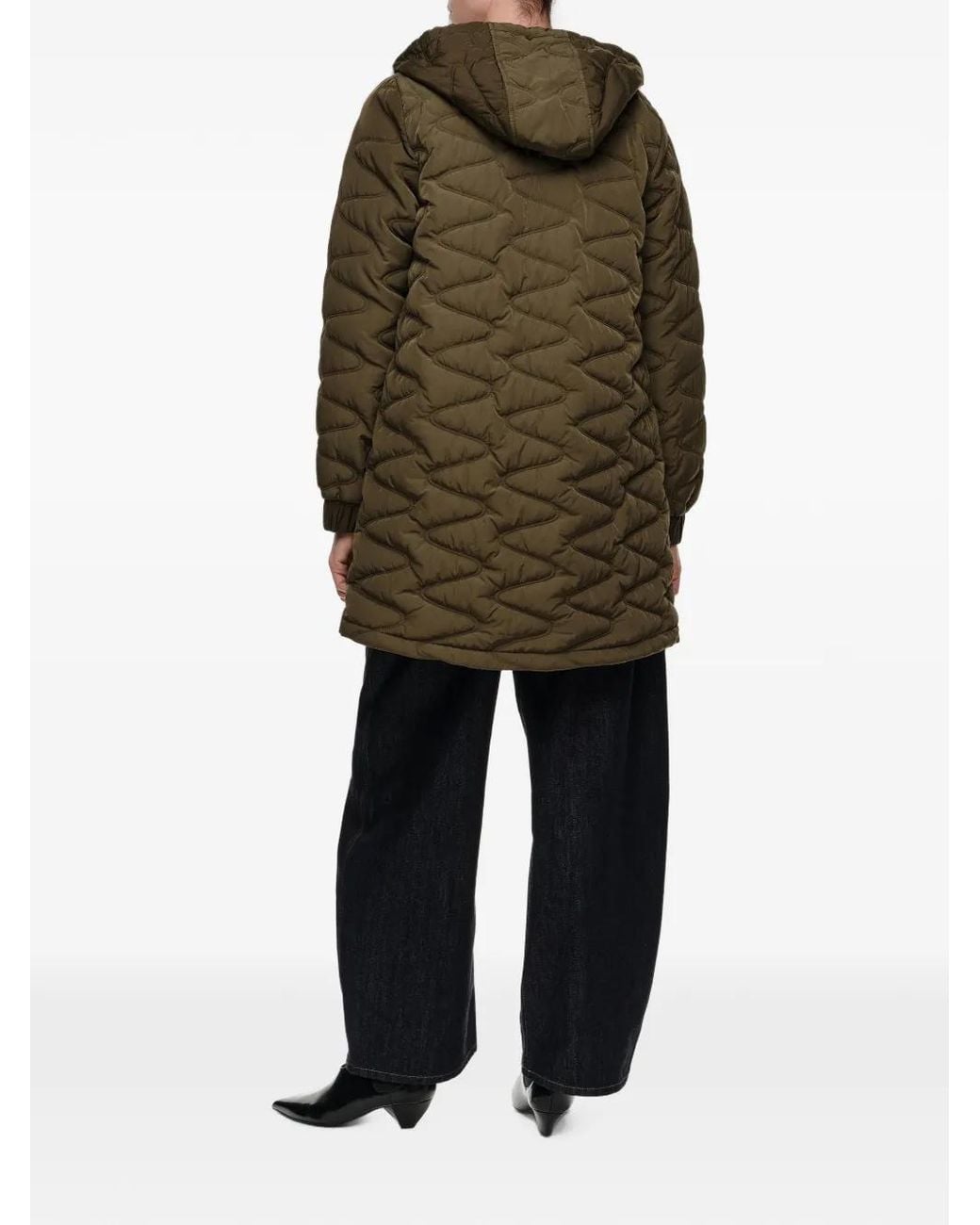 Bimba Y Lola Green Khaki Mid-Length Padded Puffer