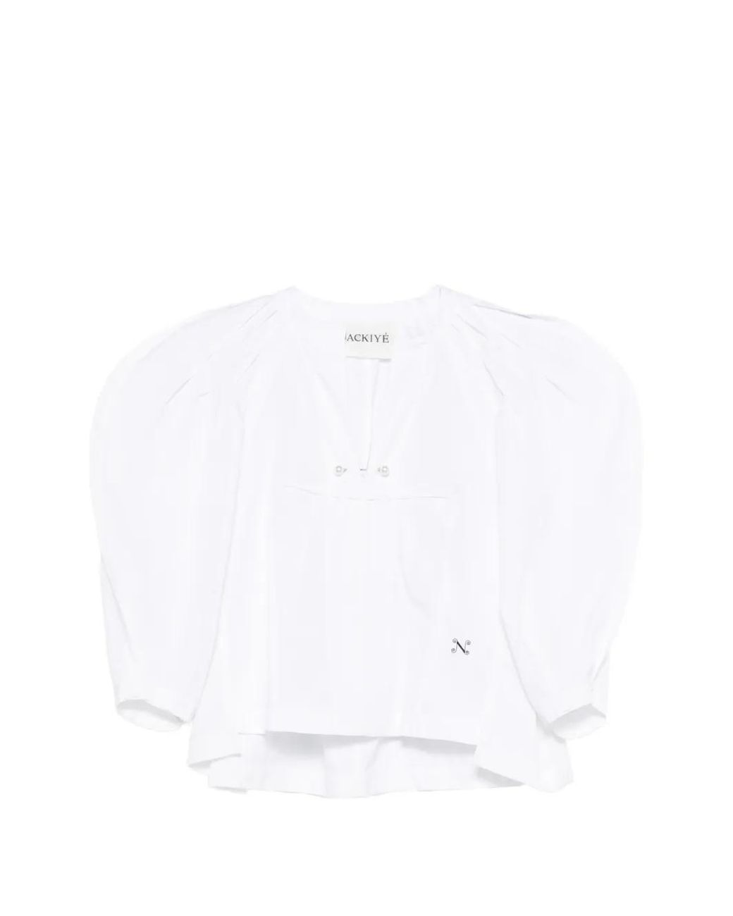 Nackiyé White Odalique Puff-Sleeve Blouse