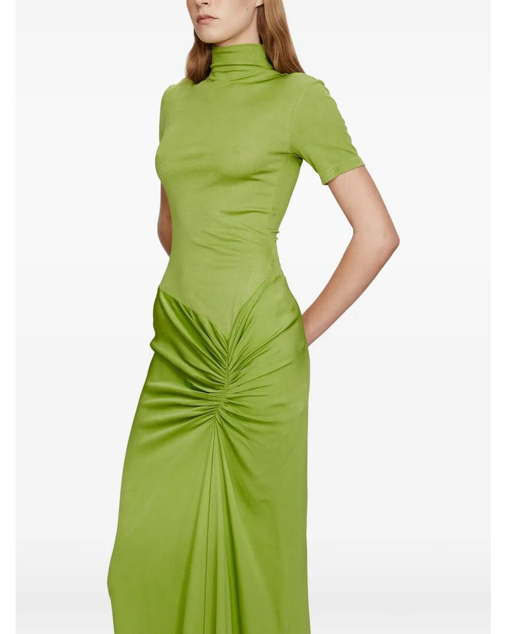Christopher Esber Green Fusion Ruched Tee High Neckline Dress