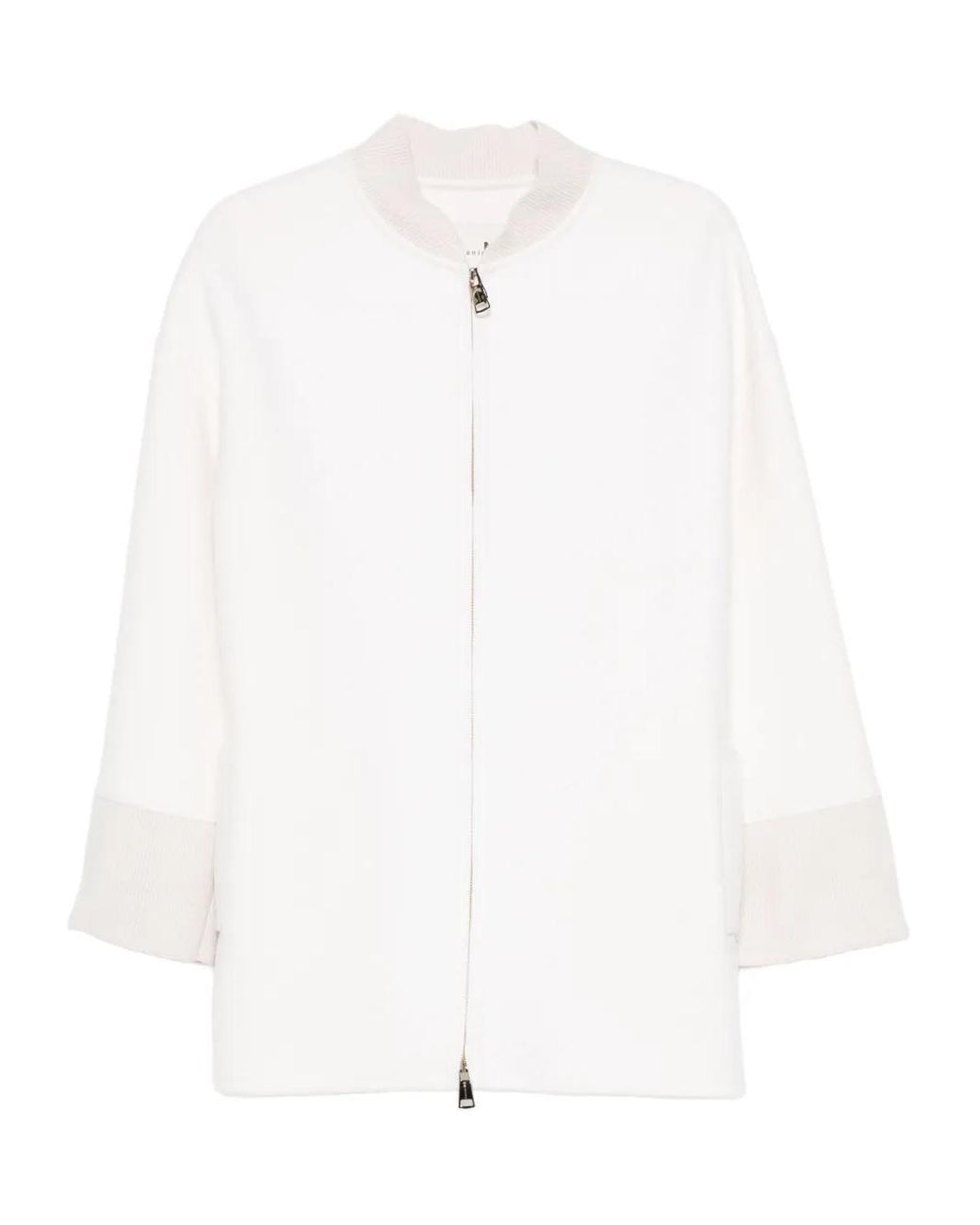 Manzoni 24 White Long-Sleeve Zip-Front Coat