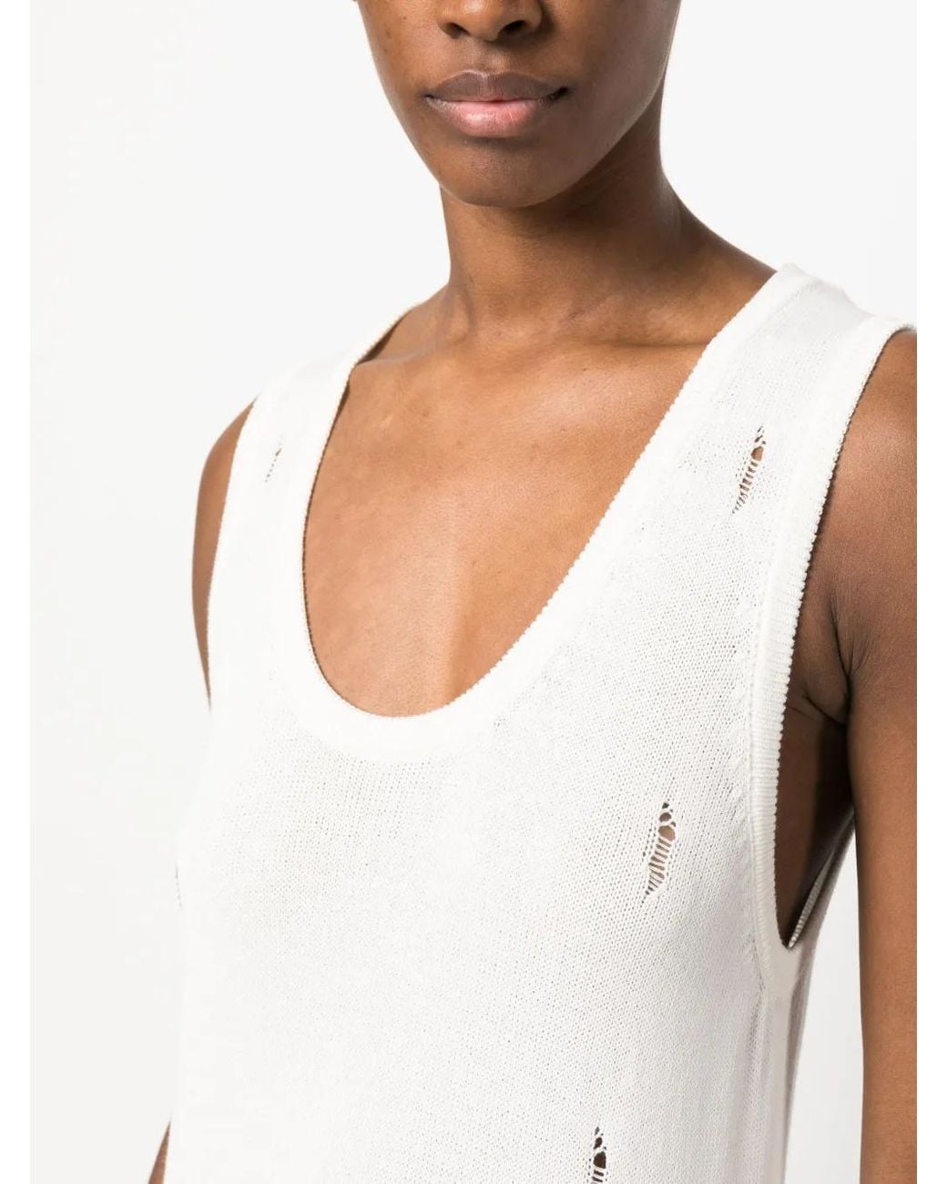 Barrow White Distressed Knitted Maxi Dress