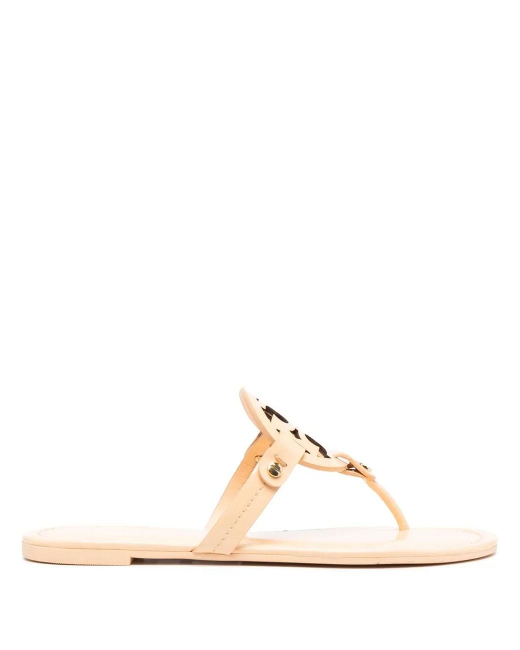 Tory Burch Natural 'Miller' Thong Sandal With Tonal Logo
