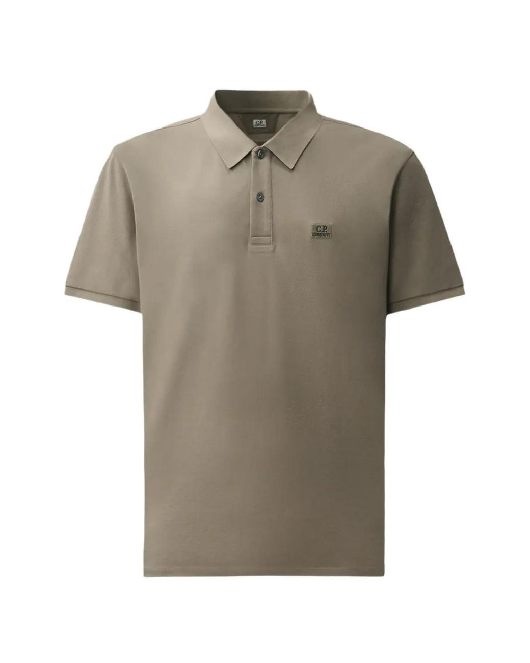 C P Company Gray Logo-Patch Polo Shirt for men