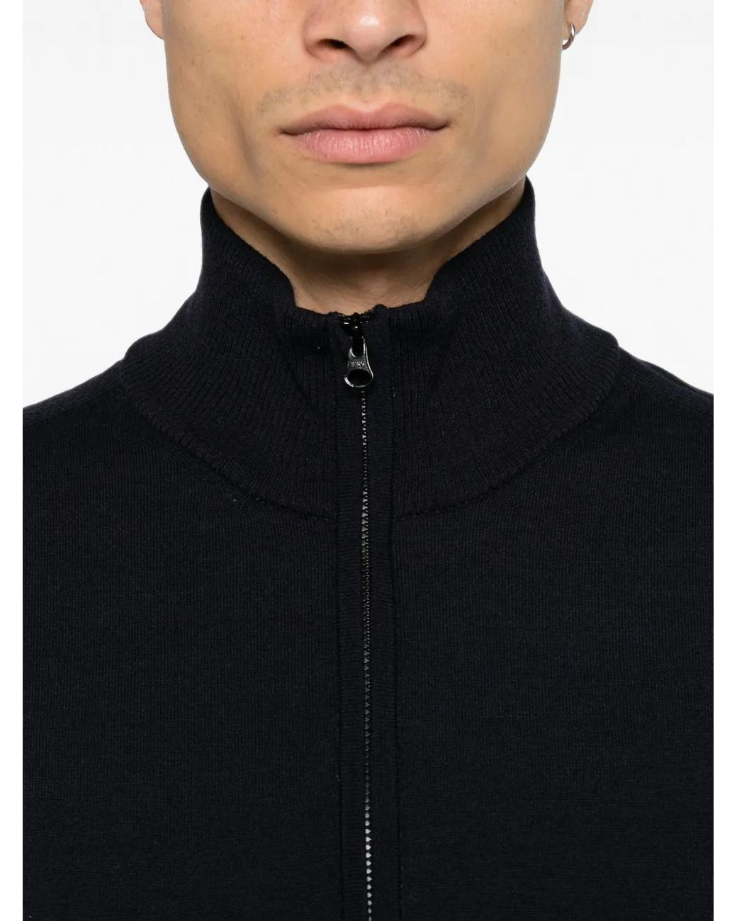 C P Company Black Lens-Detail Half-Zip Sweater for men