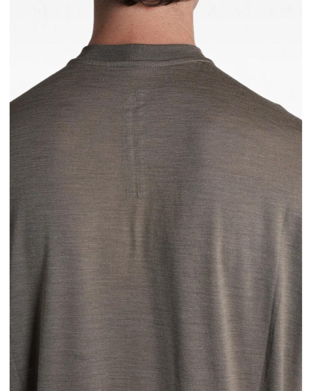 Rick Owens Gray Ribbed-Trim Long-Sleeve T-Shirt for men