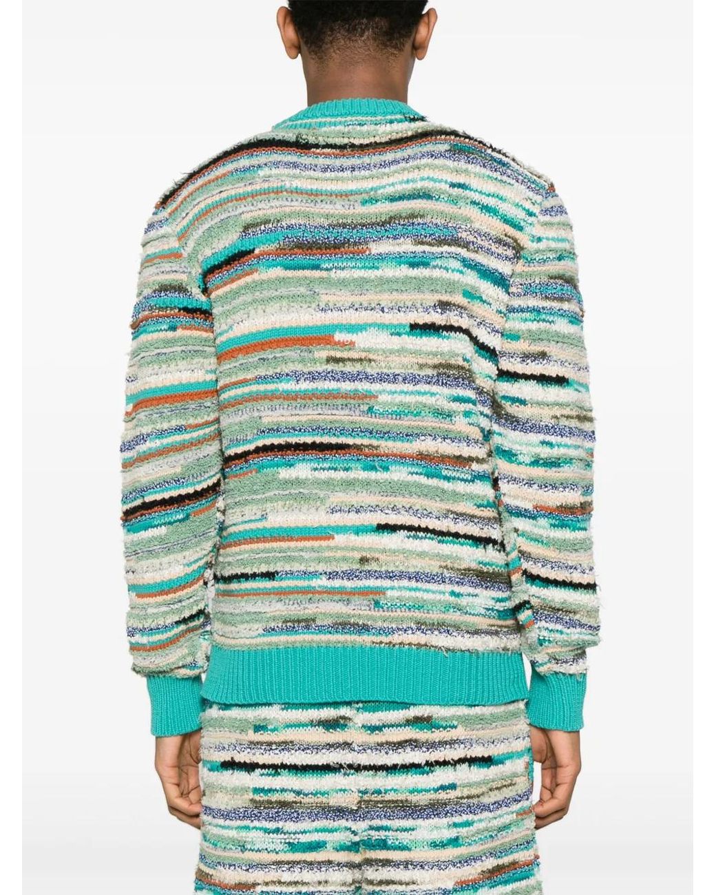 Alanui Blue Madurai Striped Cotton-Blend Sweater for men