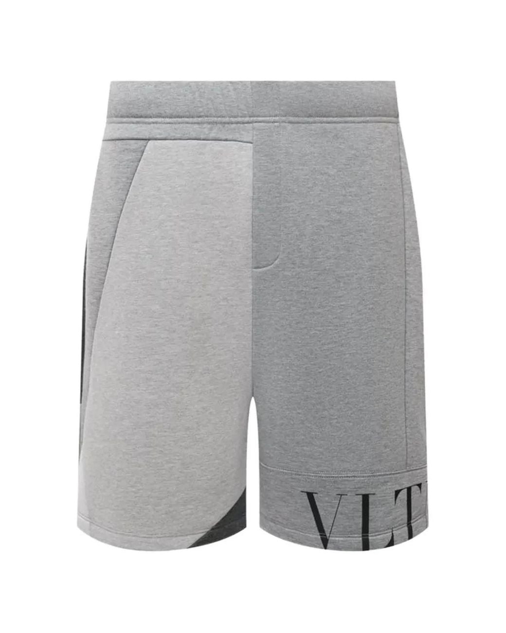 Valentino Garavani Gray Vltn Logo-Print Patchwork Shorts for men