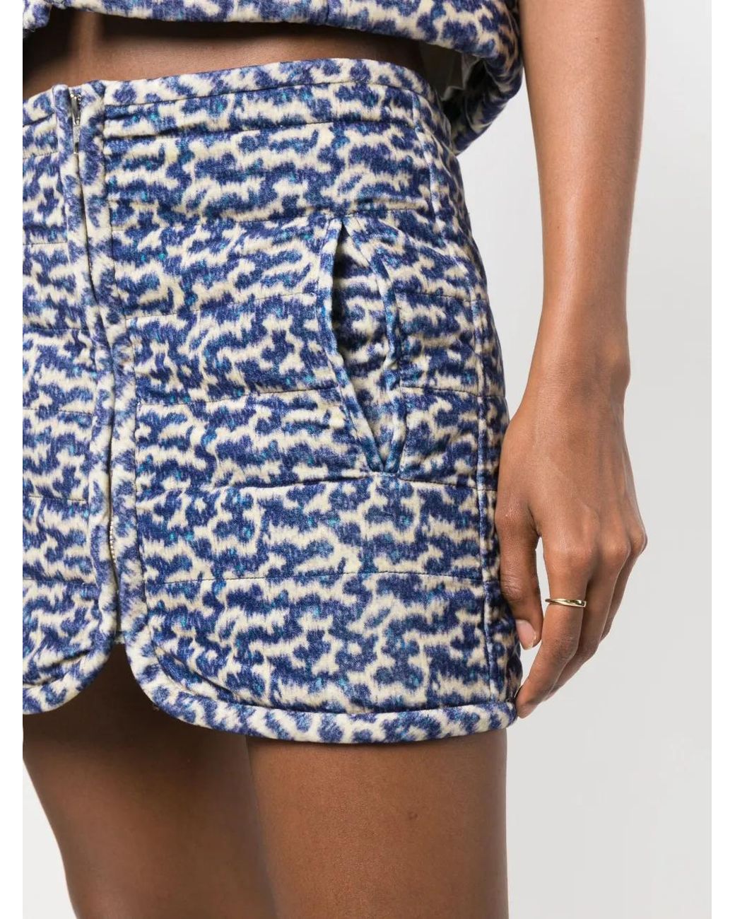 Isabel Marant Blue Arona Abstract-Pattern Cotton Skirt