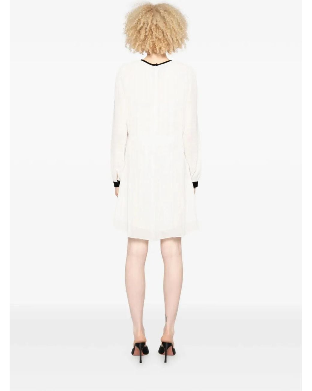 Pinko White Bow-Detail Mini Dress