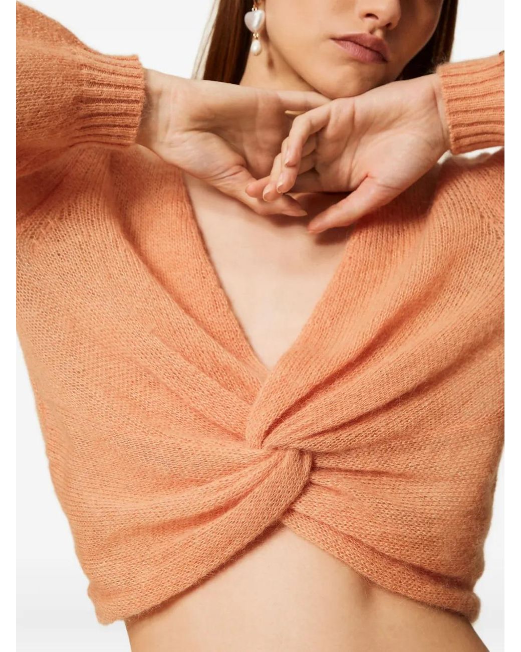 Twinset Pink Pull À Détail Torsadé