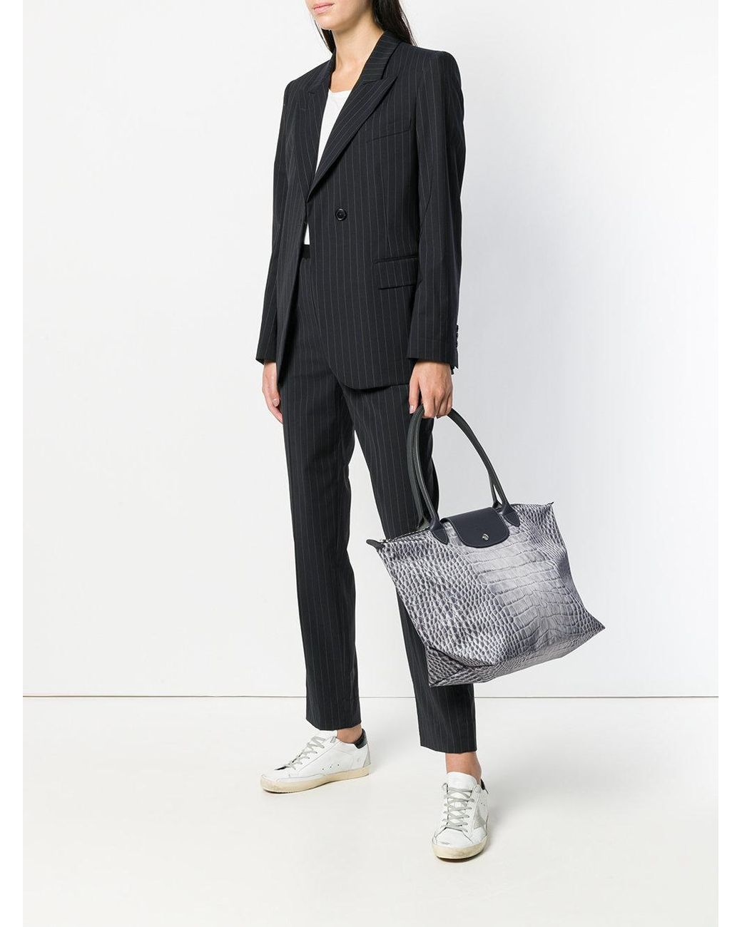 Sac main imprim e peau de serpent Longchamp en coloris Gris Lyst