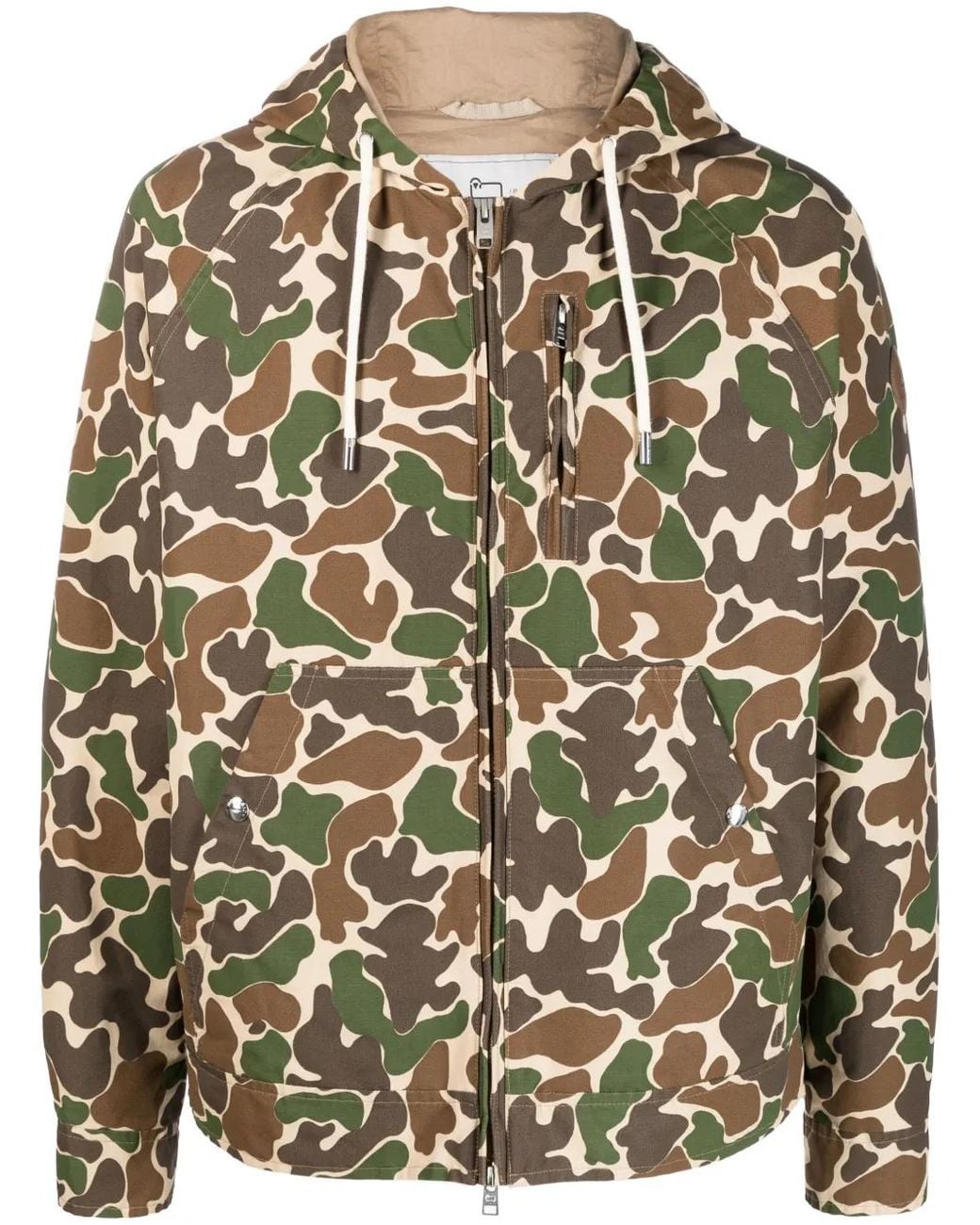 Woolrich Natural Camouflage-Print Drawstring Jacket for men