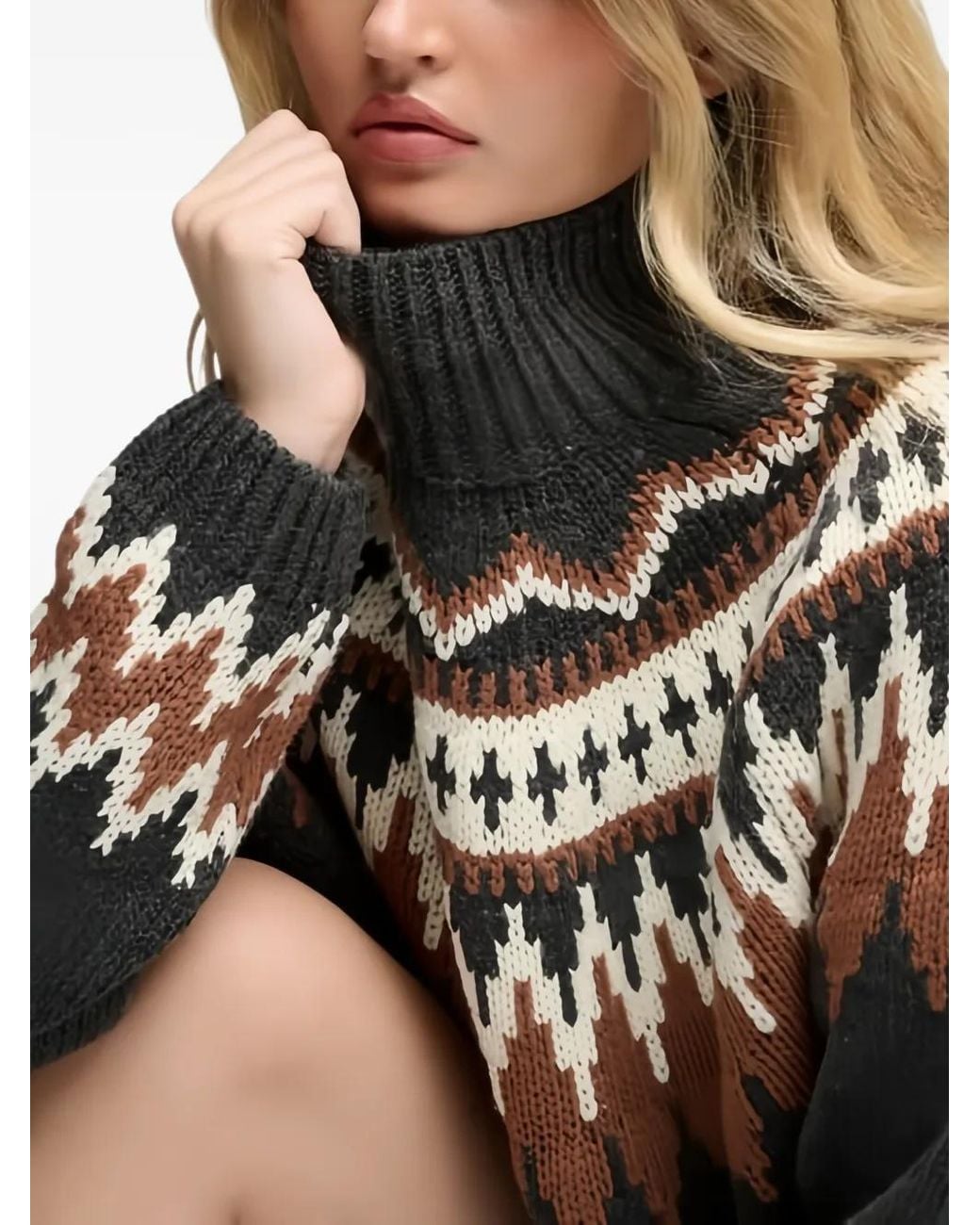 Superdry Black Fairisle High-Neck Sweater
