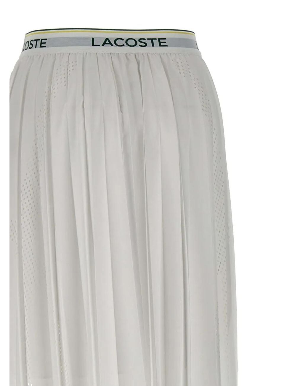 Lacoste White Pleated Midi Skirt