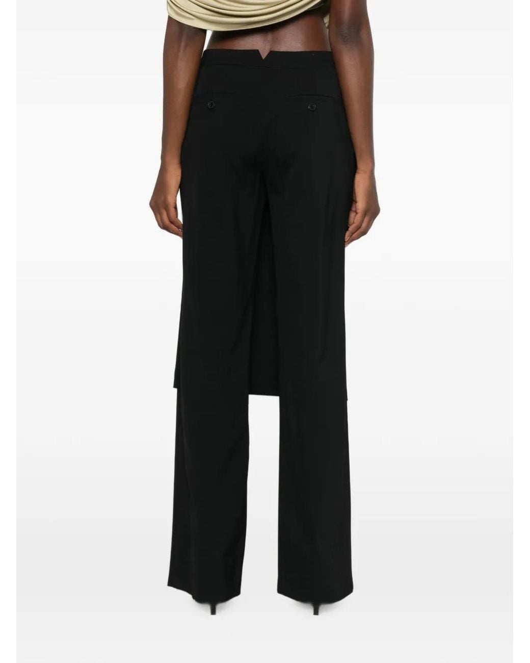 LE SULLY STUDIO Black Layered-Panel Tailored Trousers