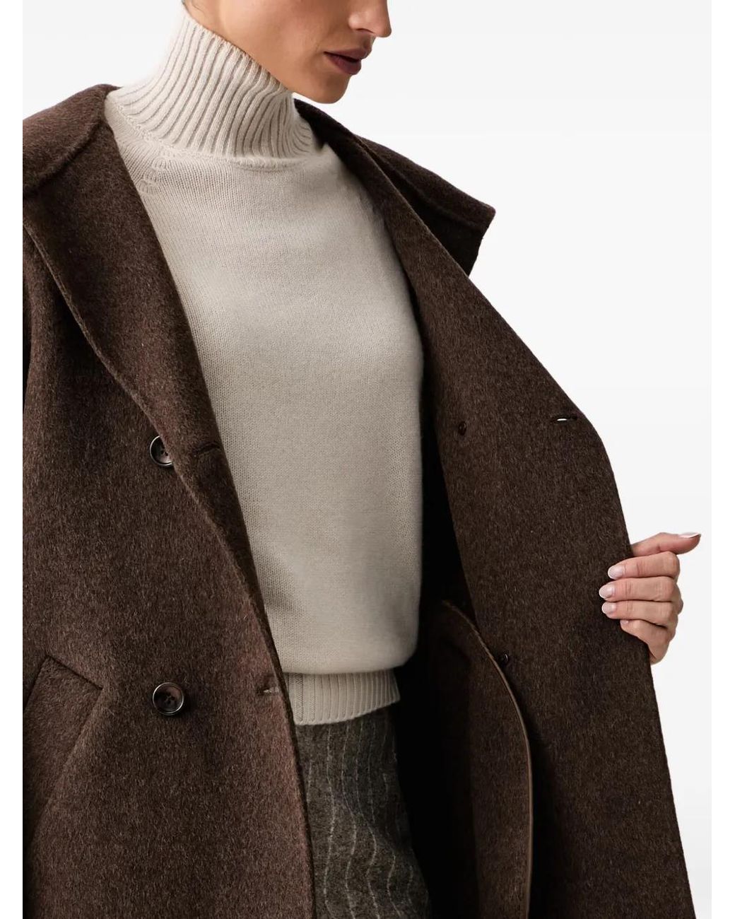 Silvian Heach Black Double-Breasted Hooded Coat