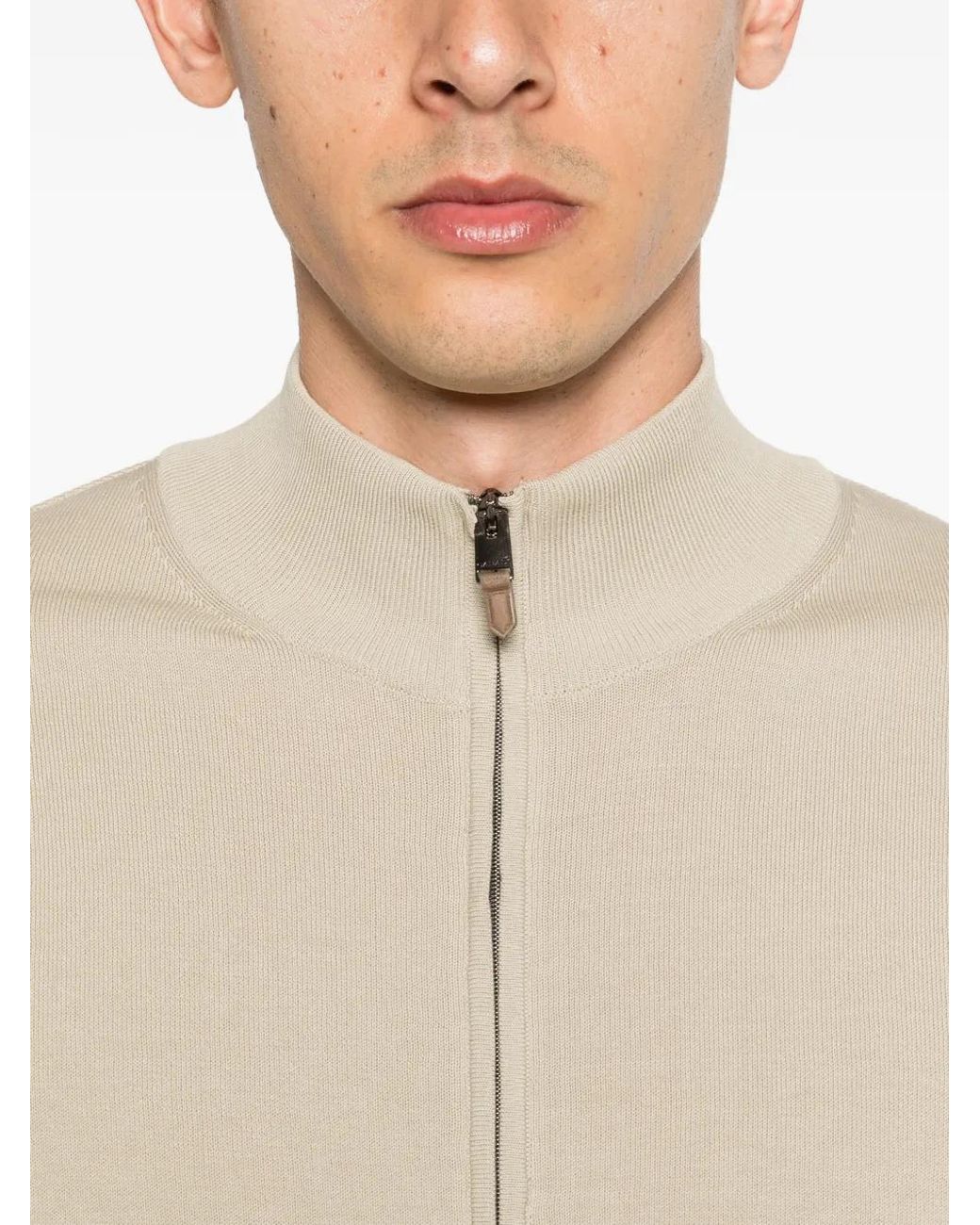 Canali Natural Zip-Up Knitted Cardigan for men