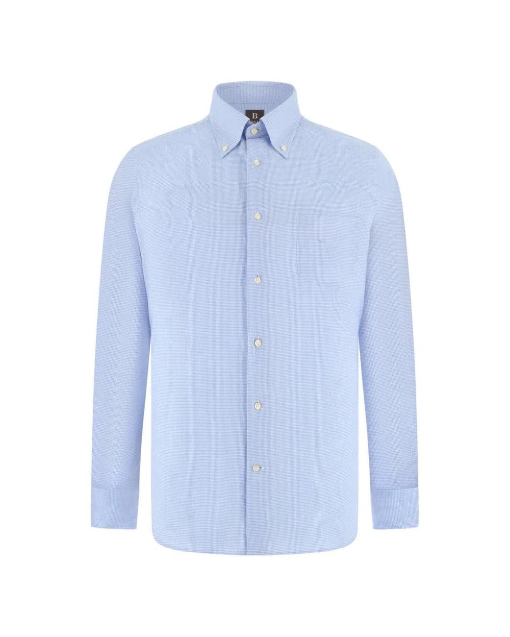 Boggi Blue Regular Fit Checked Cotton Shirt for men