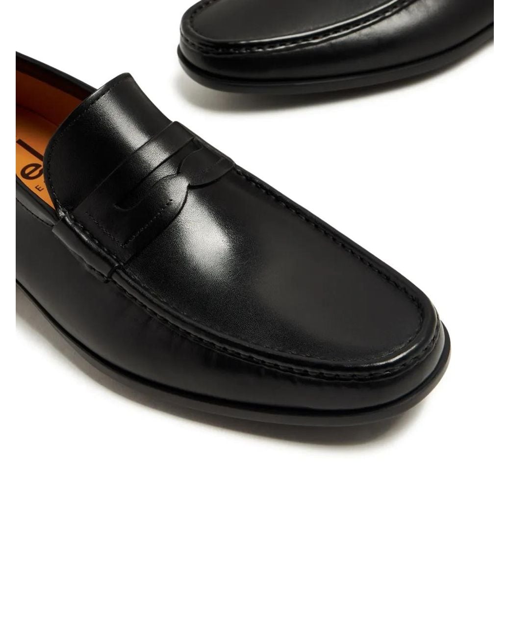 Magnanni Shoes Black Penny-Slot Leather Loafers for men