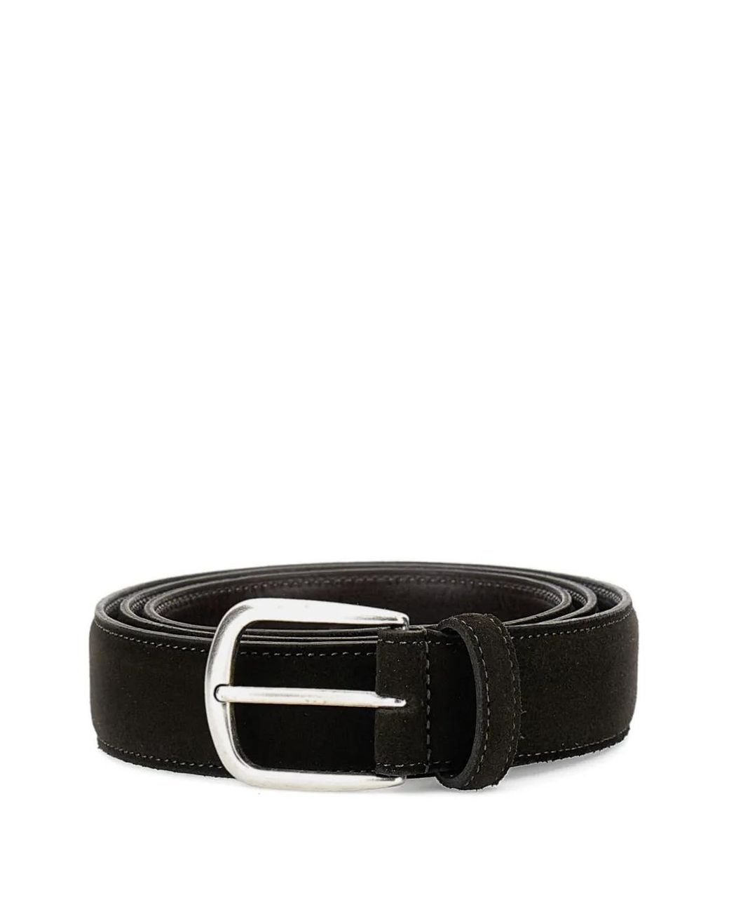 Alberto Luti Black Square-Buckle Suede Belt for men