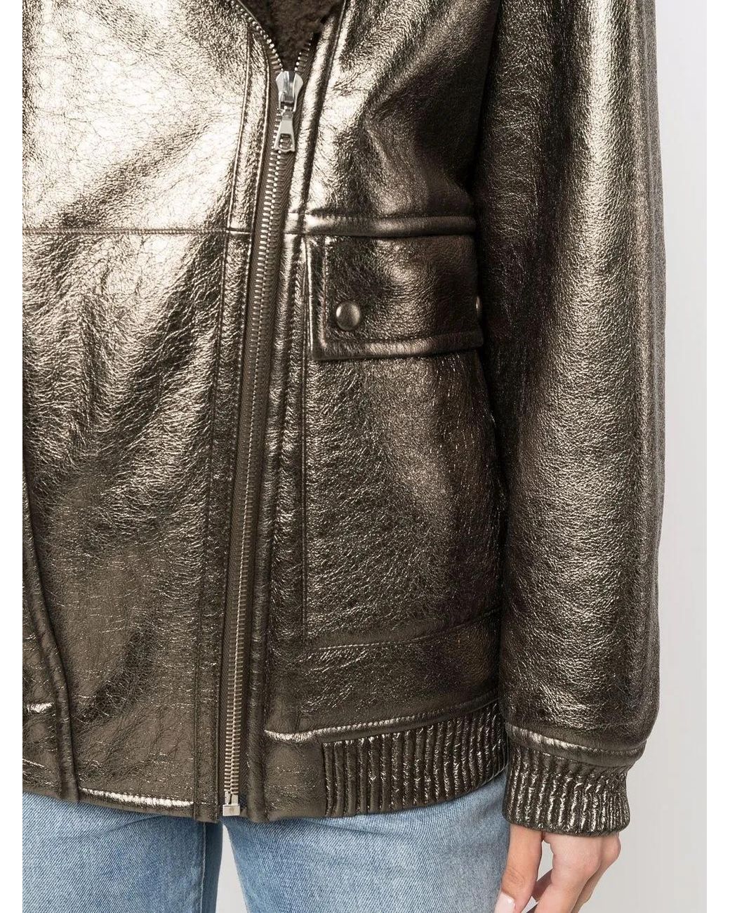 Yves Salomon Multicolor Longline Leather Jacket