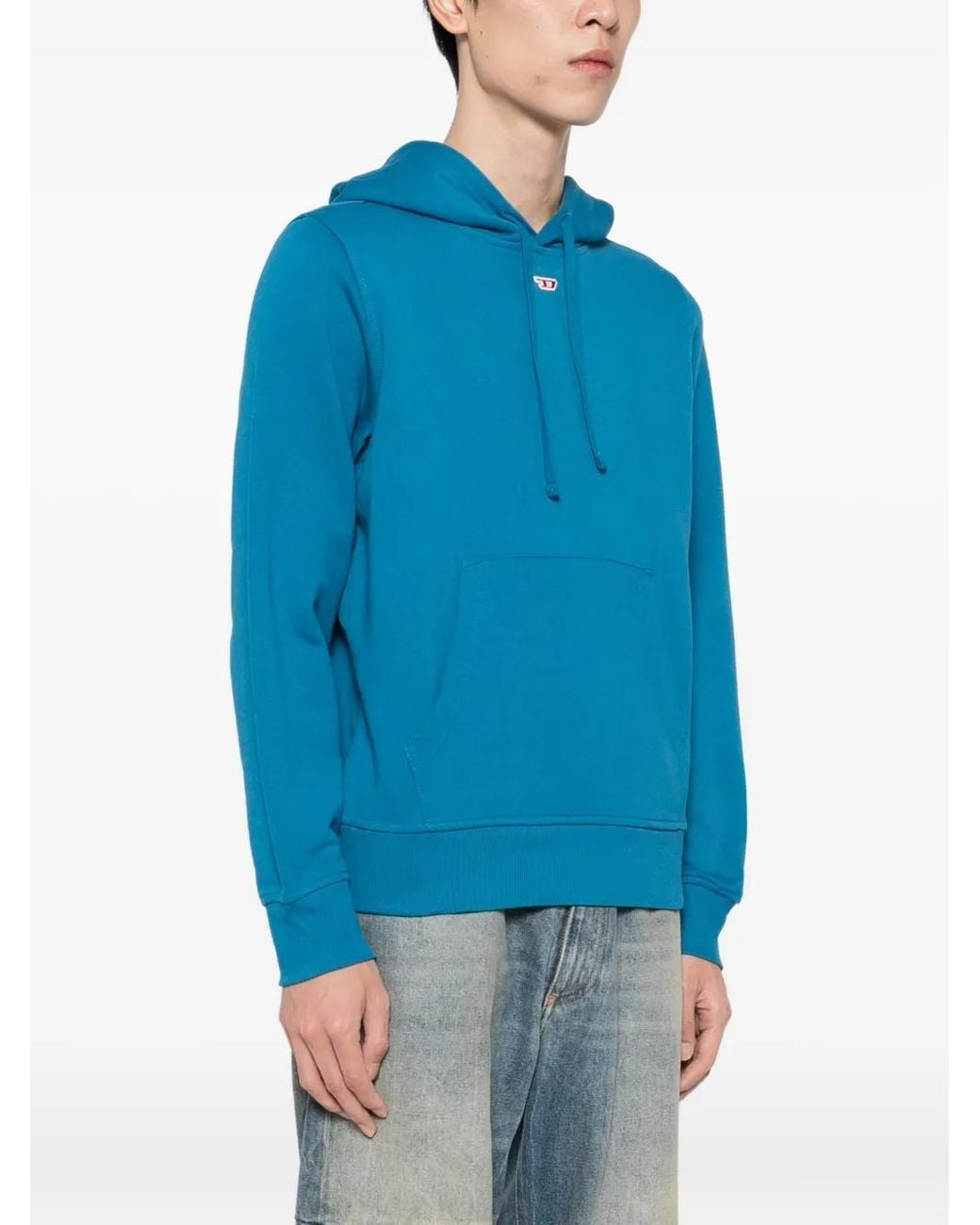 DIESEL Blue Logo-Patch Hoodie for men