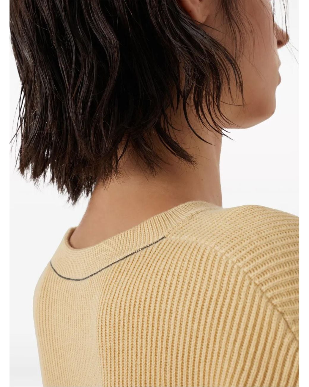 Brunello Cucinelli Natural Ribbed Cotton Sweatshirt