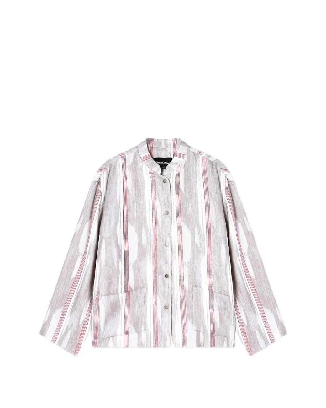 Giorgio Armani White Stripe-Print Bomber Jacket