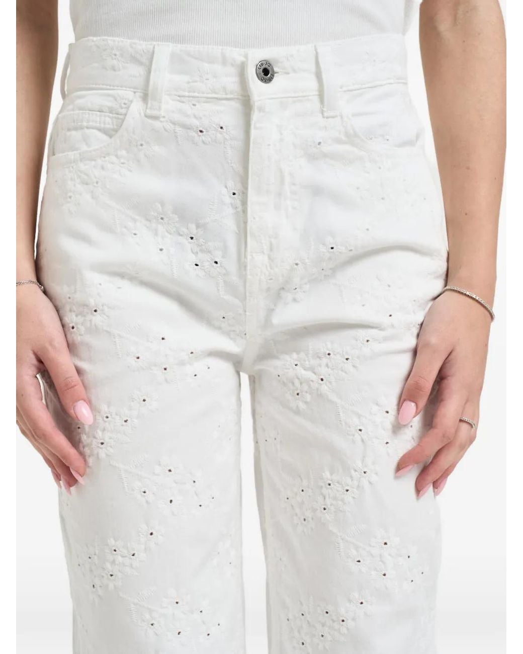 Liu Jo White Broderie Anglaise Pants