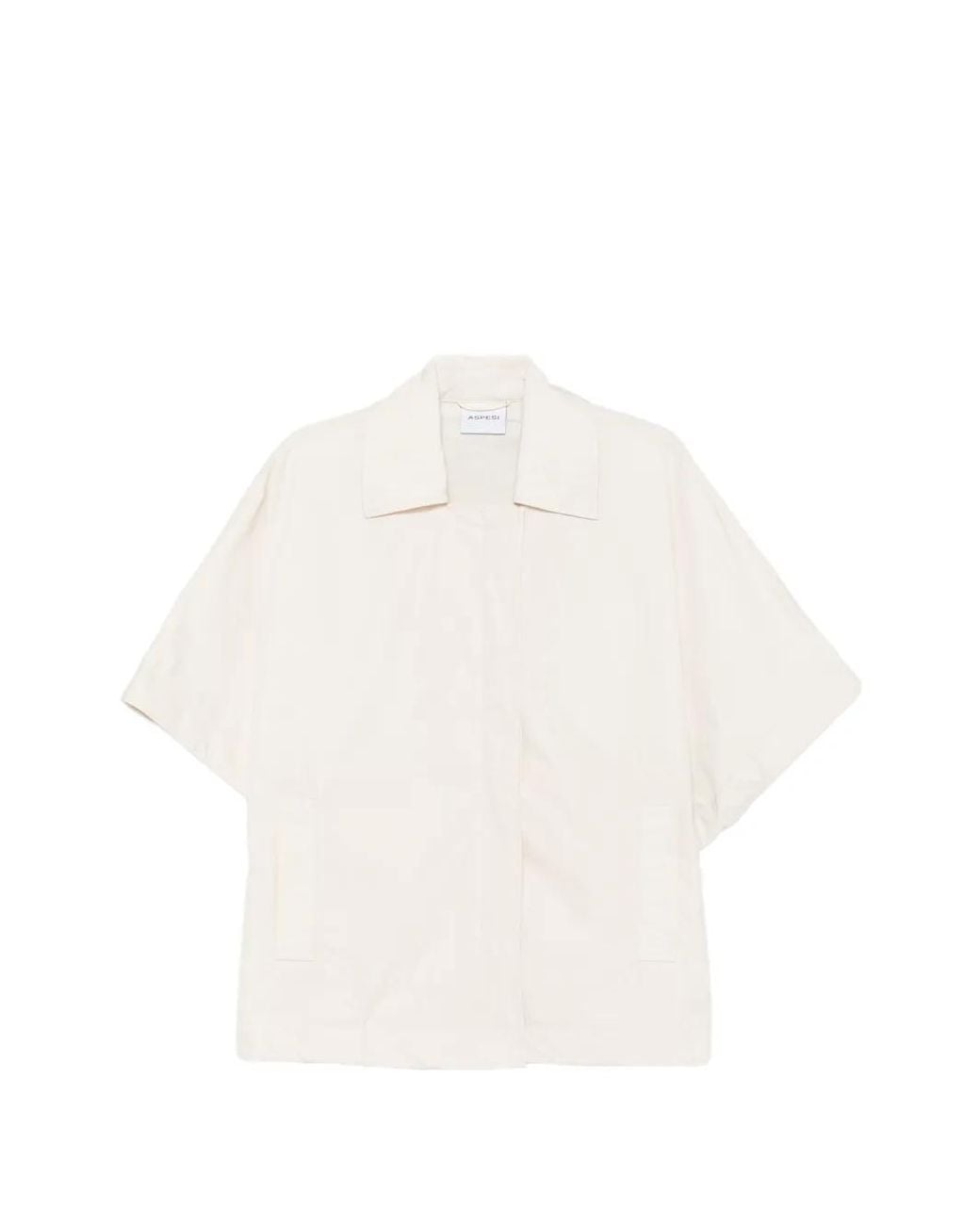 Aspesi White Short-Sleeve Concealed-Fastening Jacket