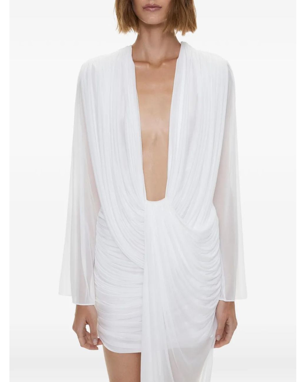 Christopher Esber White Robe Courte Ripple À Manches Longues