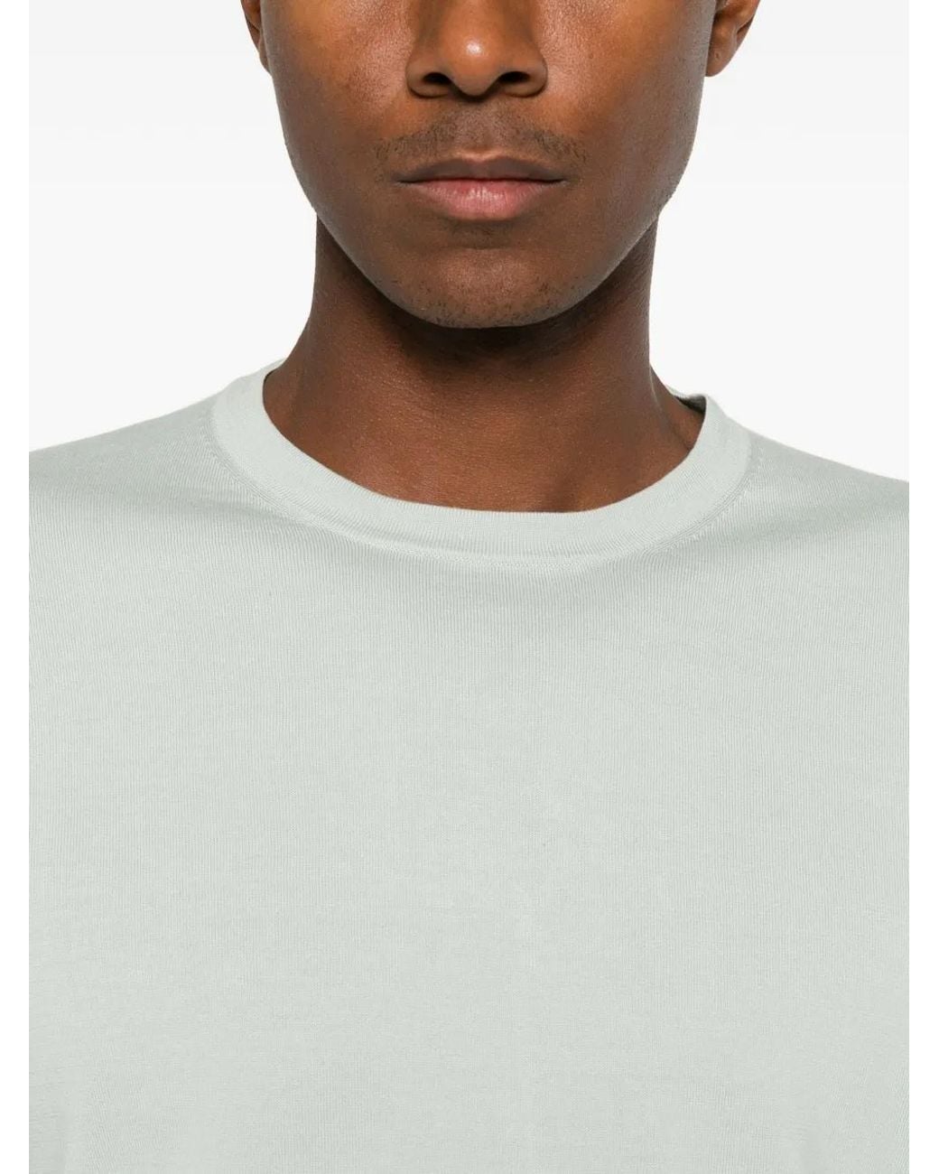 Loro Piana White Crew-Neck Ribbed-Trim Sweater for men