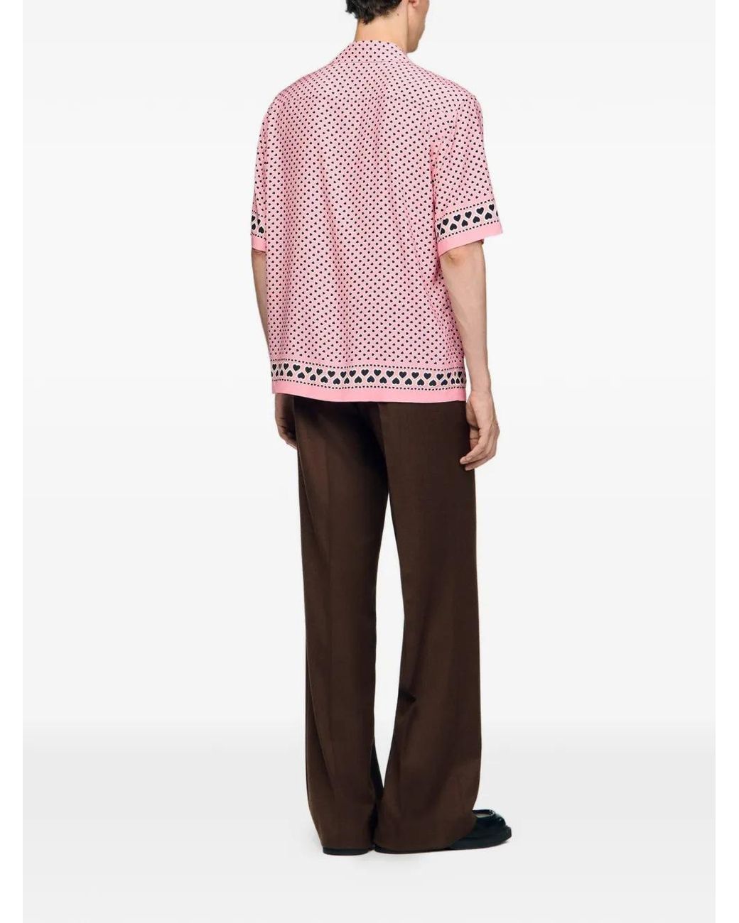 Sandro Pink Heart Motif Flowing Shirt for men