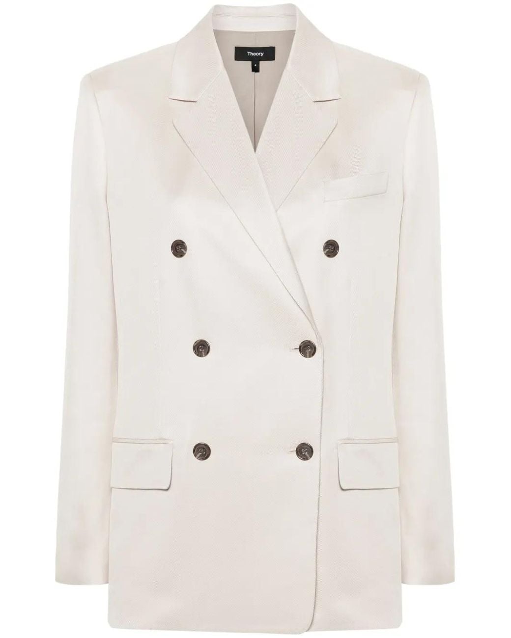 Theory Natural Notched-Lapels Double-Breasted Blazer